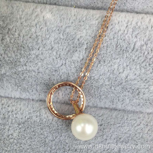 Gold Plated Chain Necklace With Shell Pearl Pendant Necklace